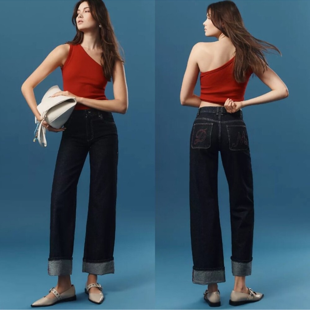 Women's Dark Indigo Wide-Leg Jeans - Black -
